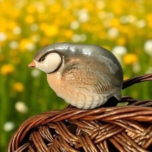 Vintage Lomonosov Bird Porcelain Figurine Quail Partridge 3.5"x2"
